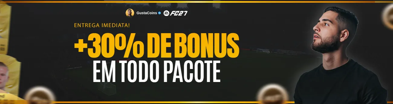 Gusta Coins: +30% de bônus em todo pacote de coins FC 27, entrega imediata